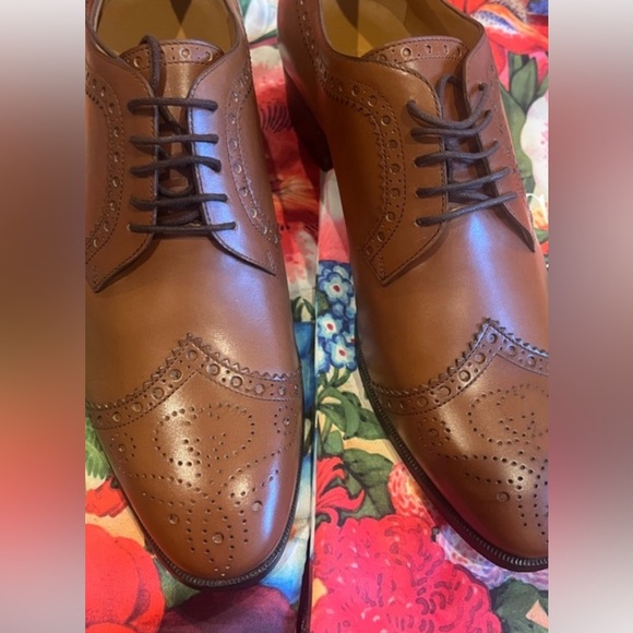 Gucci Brown Leather Brogue Oxfords - Picture 1 of 16